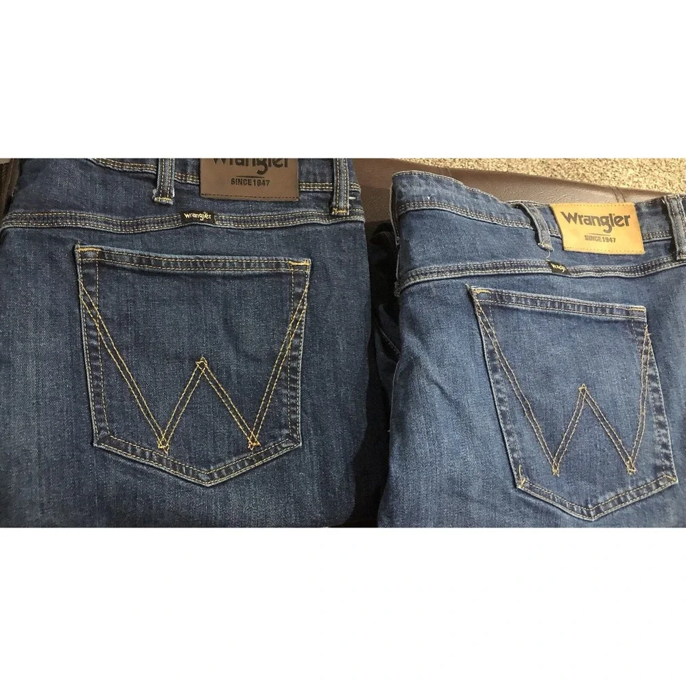 2- Wrangler Men's Classic W Back Pockets 5 Pocket Jeans Cotton Regular Fit 40x32